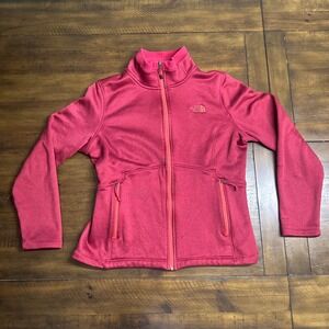 The North Face Agave Full Zip Fleece Jacket Womens Large Pink Heather Mock Neck